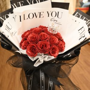 Bó Hoa Hồng I Love You Nhũ Kim Tuyến Đỏ
